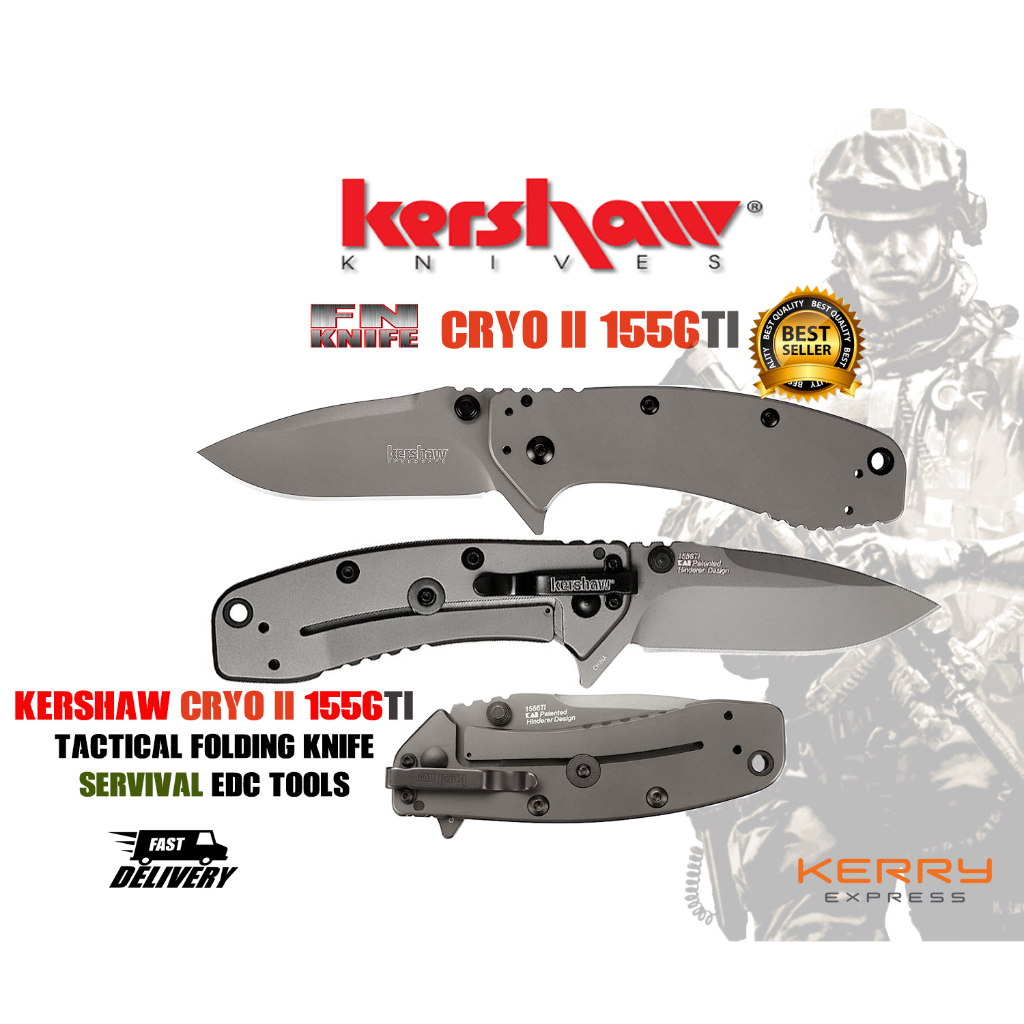 มีดพับ มีดพก มีดเดินป่า Kershaw Cryo II 1556TI Stainless Steel Folding Knife Frame-lock, SpeedSafe Assisted Opening