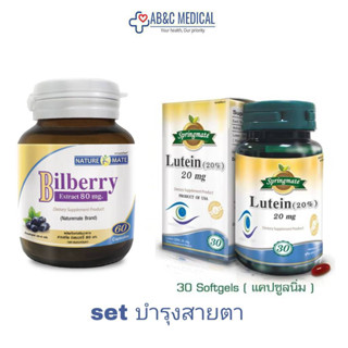 springmate Set บำรุงสายตา สินค้านำเข้าจาก USA Bilberry Extract 80 mg 60 เม็ด &amp; Lutein 20 mg 30เม็ด.