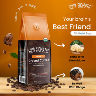 กาแฟเพื่อสุขภาพ ☕Four Sigmatic Whole Bean Coffee with Lion’s Mane &amp; Chaga Mushrooms 340g ♻กาแฟผสมเห็ดหัวลิงและเห็ดชากา♻