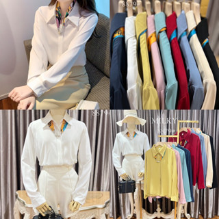 SS.010‼️-เสื้อเชิ้ตทำงานแขนยาวคอปกสาปซ่อนกระดุม