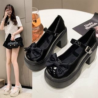 🌼ผลิตภัณฑ์ใหม่🌼รองเท้าแมรี่เจนหนาพื้น หัวกลม แบบมีส้น สำหรับ…