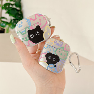 เคสแอร์พอด 3 Case Airpods 3 pro2 case วัสดุชุบ การ์ตูน ตาโต แมวดำ หมาดำ เคส Airpod 3 pro2 case เคส Airpod 1 gen2 case