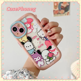 🍑CasePhoneg🍑ป้องกันการหล่น ขอบเต็ม iPhone 11 14 pro max การ์ตูน ลูกสุนัข เคสใส น่ารัก หวานเท่ case for iPhone 12 13