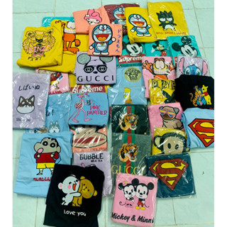 Sale เสื้อยืด ทรงโอเวอร์ไซส์ ลายน่ารักๆ คละลาย ตัวละ 70 บาท