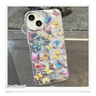 ✨ส่งของขวัญ✨เคส for iPhone 11 14 Pro Max Case for iPhone 12 13 ป้องกันการตก การป้องกัน ผีเสื้อ สาวน่ารักหัวใจ พื้นผิวกระ