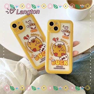 🌈Langton🌸ป้องกันการหล่น ขอบเต็ม iphone 11 14 pro max เคสใส การ์ตูน ไก่เหลืองตัวน้อย น่ารัก case for iPhone 12 13