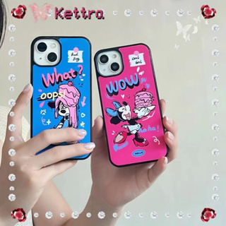 💜Kettra💜ป้องกันการหล่น ขอบเต็ม iPhone 11 14 pro max การ์ตูน มิกกี้เมาส์ รุ่นคู่ สีชมพู สีฟ้า น่ารักcase for iPhone 12 13