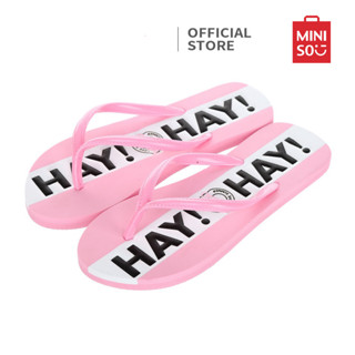 MINISO รองเท้าแตะ รองเท้าผู้หญิง รองเท้าแตะผู้หญิง รองเท้าแตะแบบหนีบ Womens Letters Flip Flops