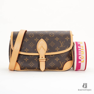 NEW LV DIANE 24 BROWN MONOGRAM FUCHSIA CANVAS GHW