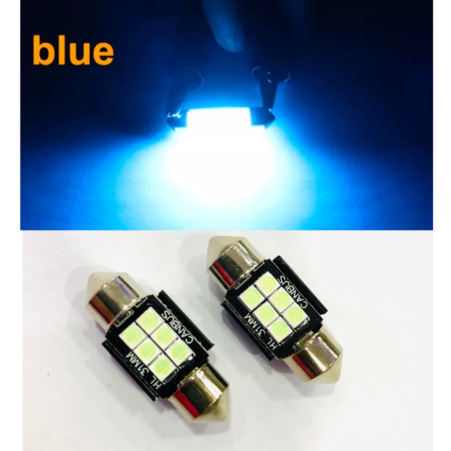 LED ไฟเพดานเก๋ง 6SMD 31mm 3030 (1หลอด) ไฟแคปซูล สว่างมากๆ ใส่ได้ 12V สีไอซ์บลู