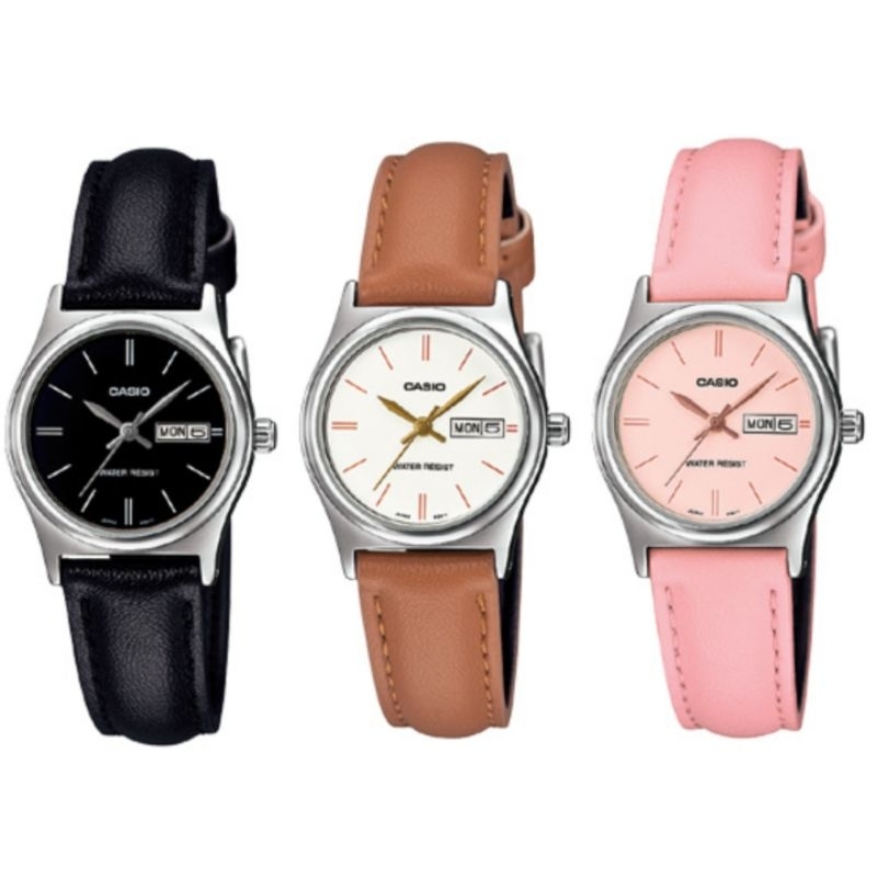 CASIOนาฬิกาสายหนังLTP-V001GL/LTP-V002L/LTP-V004L  LTP-005L LTP-006L ของแท้รับประกัน1 ปี