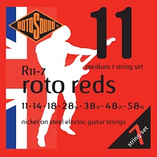 Rotosound สายกีต้าร์ไฟฟ้า 7 สาย ขนาด 0.11 - 0.58 รุ่น Roto reds (Made in England)