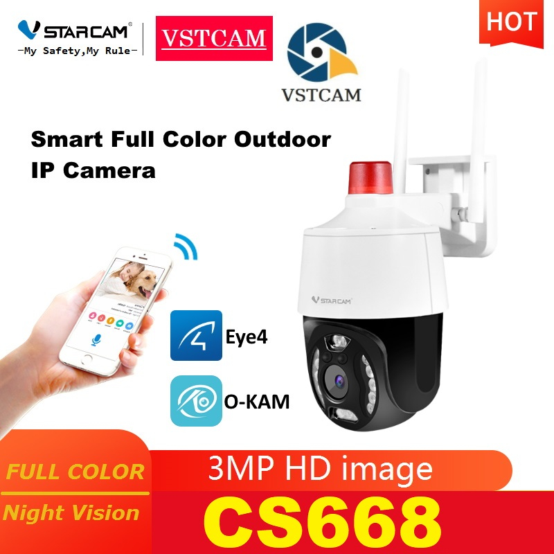 Vstarcam CS668 ความละเอียด 3 ล้านพิกเซล กล้องวงจรปิดไร้สาย กล้องนอกบ้าน Outdoor มีAI+ คนตรวจจับสัญญาณเตือน