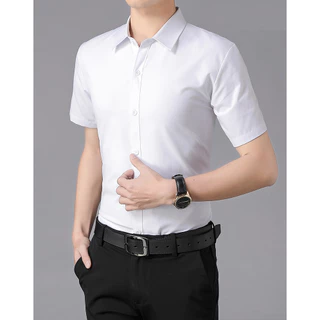 easy เสื้อเชิ้ตแขนสั้นผู้ชาย ใส่ทำงาน สีพื้น รุ่น 3137