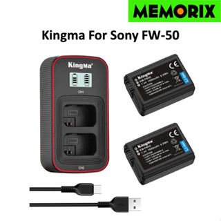 Kingma Sony NP-FW50 (1080mAh) 2-pack Battery Kit with Type-C USB LCD Dual Charger  for Sony RX10, RX10 II, RX100