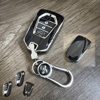 เคสรีโมทรถ  Isuzu MU X 2023  ดำเงาเส้นสีเงิน ด้านหลังใสเห็นโลโก้รีโมท (Black Silver-Line TPU Key Case)  DMAX 2023