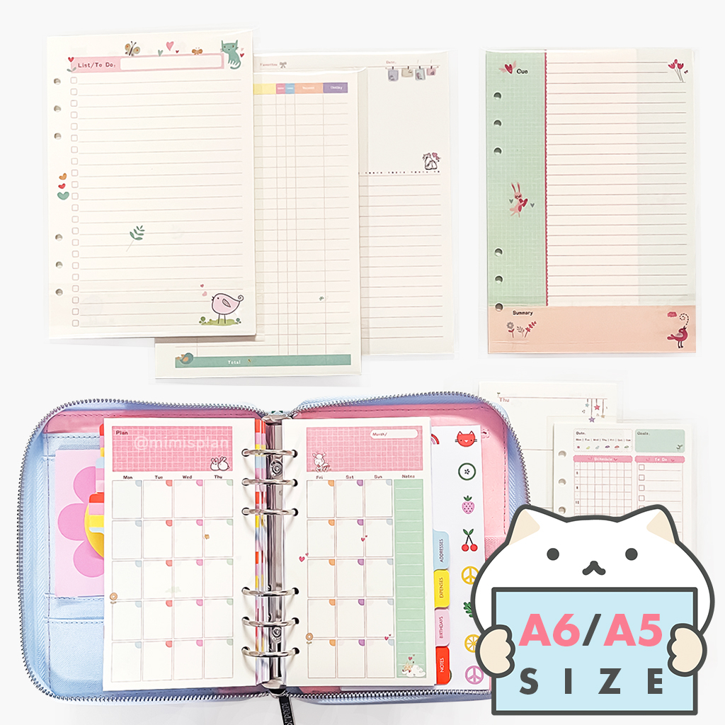 กระดาษรีฟิล 6 รู Cartoon Plan [90 หน้า] ⭐️ A6 A5 Planner Refill Paper 6 Holes สมุดแพลนเนอร์ ไดอารี่