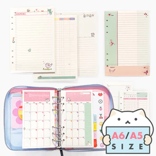 กระดาษรีฟิล 6 รู Cartoon Plan [90 หน้า] ⭐️ A6 A5 Planner Refill Paper 6 Holes สมุดแพลนเนอร์ ไดอารี่