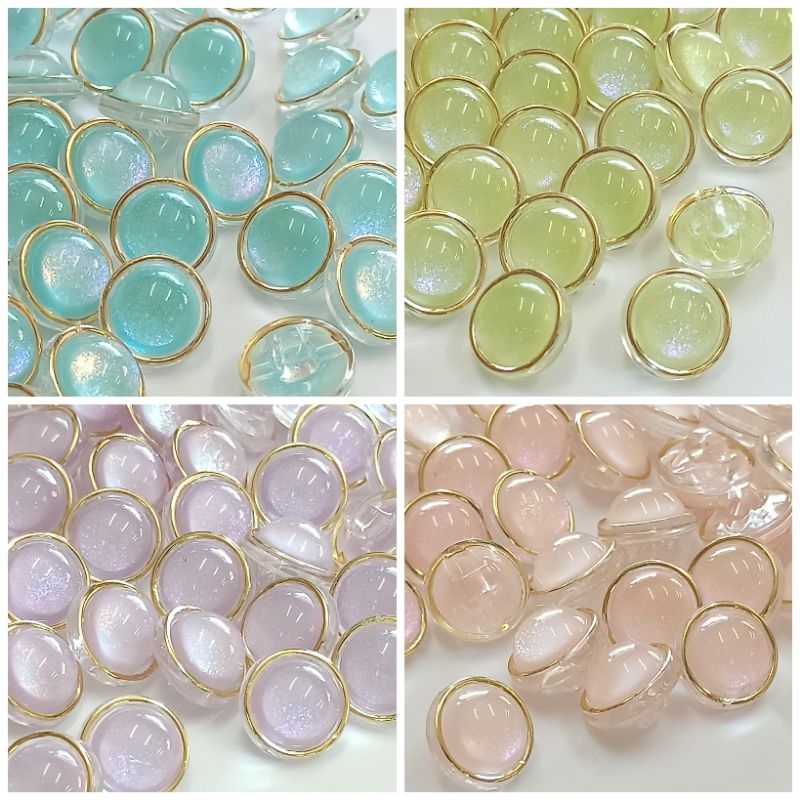 กระดุมแฟชั่น กระดุมเม็ดเล็ก กระดุมนูนประกายรุ้ง ขนาด 13 มิล(แพ็ค 6 ชิ้น)