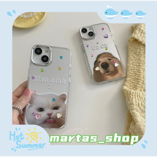 ❤️ส่งของขวัญ❤️ เคสไอโฟน 11 12 13 14 Pro Max สไตล์คู่รัก ลูกสุนัข แมว พื้นผิวกระจก แฟชั่น Case for iPhone สาวน่ารักหัวใจ