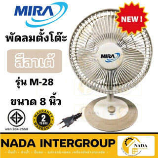 MIRA พัดลม M-28 สีลาเต้ พัดลมตัวเล็ก พัดลมตั้งโต๊ะ ขนาด 8 นิ้ว  มีระบบตัดไฟ อัตโนมัติ  ตั้งโต๊ะ M28 มิร่า มีร่า