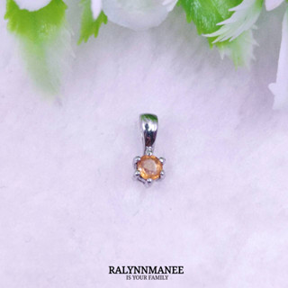 O6460 จี้พลอยบุษราคัมแท้ ( Yellow sapphire ) ตัวเรือนเงินแท้ 925 ชุบทองคำขาว