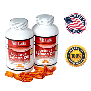 (Exp.08/2024 ) แซลมอนออยล์ Salmon Oil by Wild Alaska Fish Oil 1000mg น้ำมันปลาธรรมชาติ นำเข้าแท้100% บำรุงสมอง สายตา