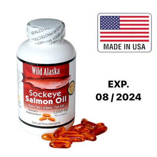 (Exp.08/2024) พร้อมส่ง Pure and natural Sockeye Salmon Oil by Wild Alaska Fish Oil น้ำมันปลาแซลม่อน 🐟 แท้100% บำรุงสมอง