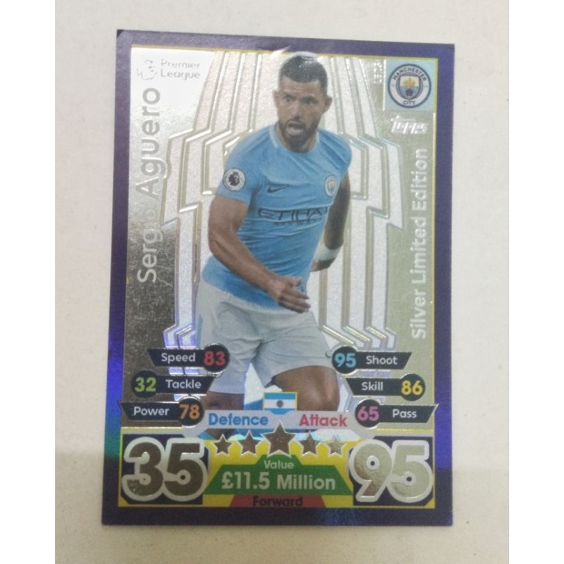 Matchattax Aguero Silver Limited Card football