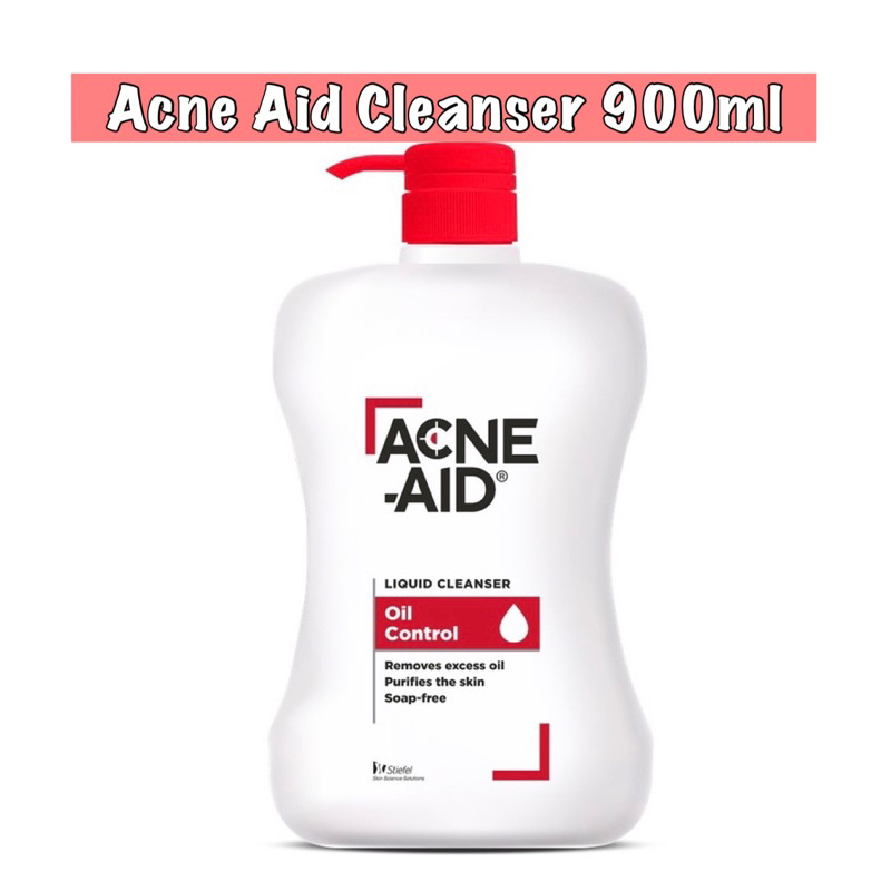 *ใช้โค้ดส่งฟรีได้* Acne Aid Cleanser สีแดง 900ml