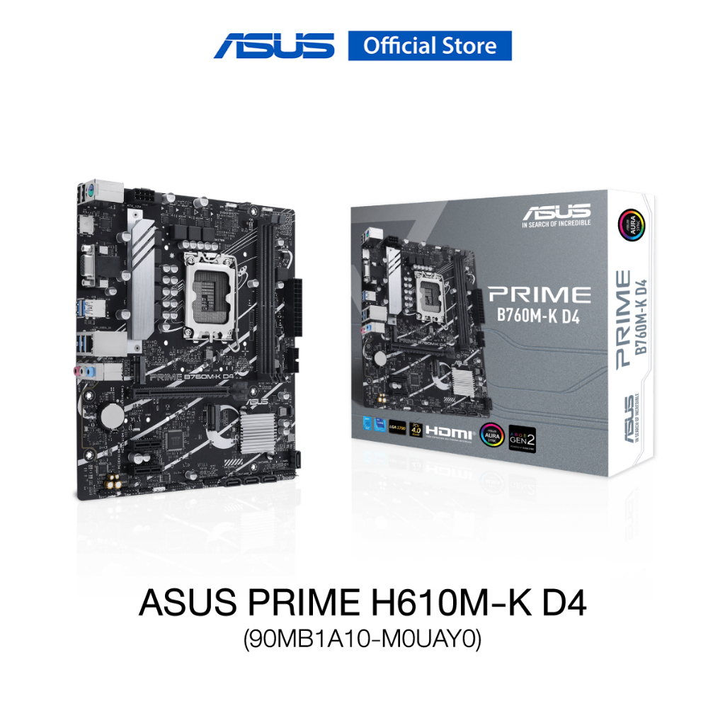 ASUS PRIME H610M-K D4 (90MB1A10-M0UAY0) Mainboard, Intel® H610 (LGA 1700) mic-ATX motherboard with D