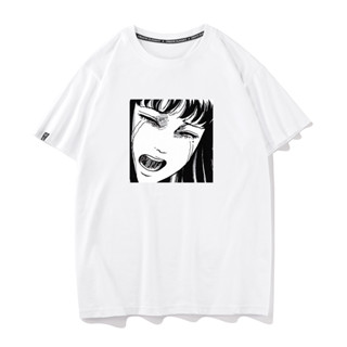 Ito Junji Kawakami Tomie เสื้อยืดการล่าสัตว์สยองขวัญมังงะอะนิเมะเสื้อผ้าแขนสั้น Tomie รูปแบบร้องไห้พิมพ์เสื้อยืดผ้าฝ้าย