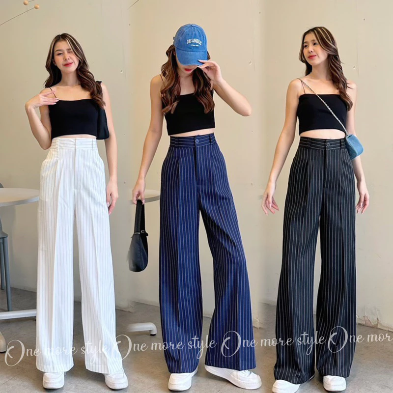 S-XXXL🎀ꫛꫀꪝ c o ll e c t i o n 🎀 ลายริ้วผ้าบางขากระบอกกลาง💕