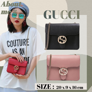 กุชชี่ แท้Gucci Interlocking Mini 8” Crossbody ผู้หญิง/กระเป๋าสะพายข้าง/กระเป๋าสะพาย