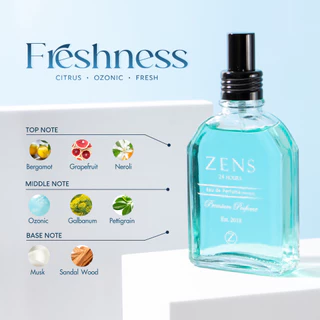 ใหม่!! น้ำหอม Zens 24Hours กลิ่นเฟรชเนส น้ำหอมสะอาดสดชื่น กลิ่นสปอร์ตสดชื่น โปรโมขชั่น 1 แถม 2 (Freshness)