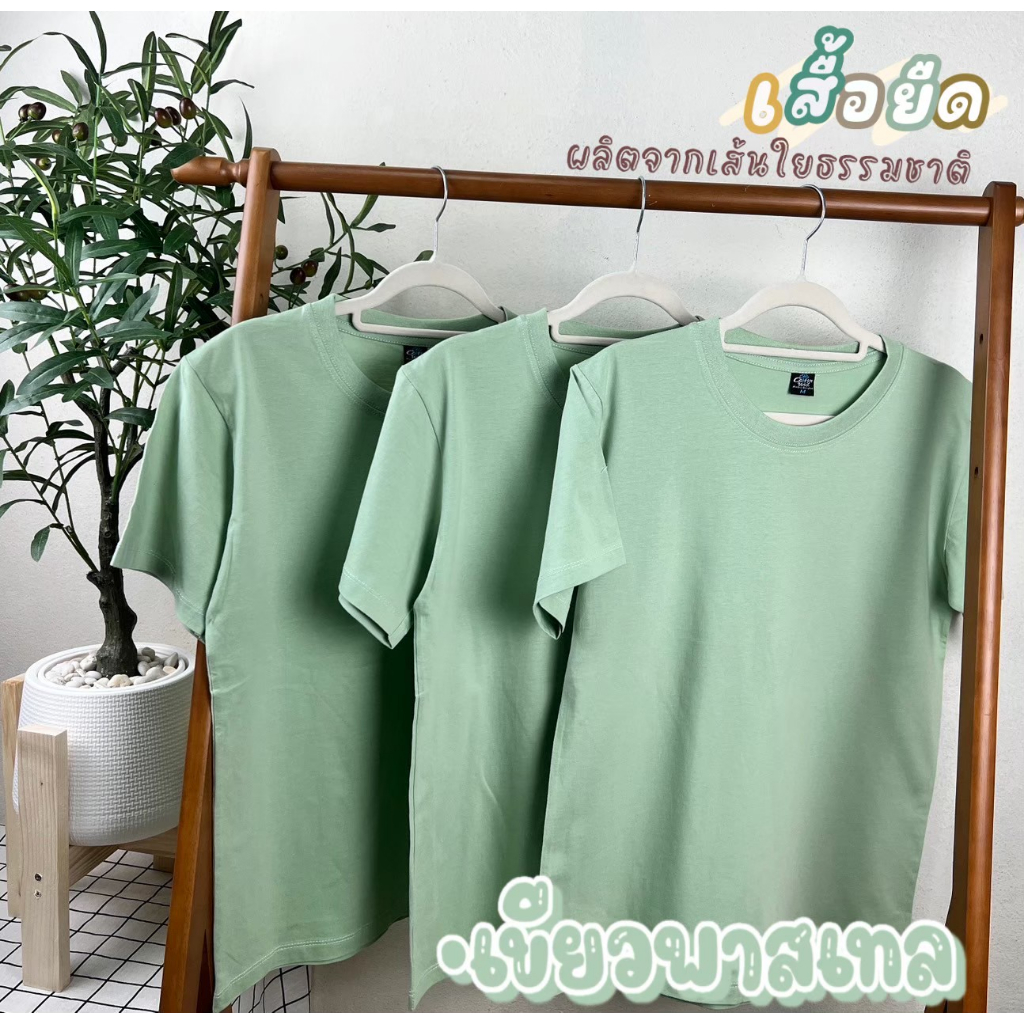 เสื้อยืด (ออกใบกำกับภาษีได้)  โทนสีเขียว คอกลม  (พร้อมส่ง สินค้าผลิตในไทย)