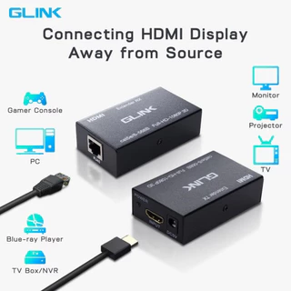 GLINK (GL032) HDMI Extender Ethernet RJ45 to 60M อุปกรณ์ต่อขยายสัญญาณภาพและเสียงด้วยสายแลน ปก. 2ปี ใช้กับสาย pure copper