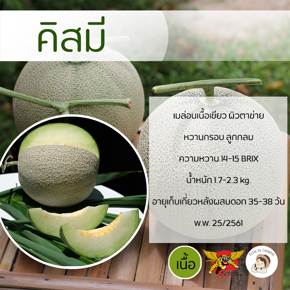 เมล็ดเมล่อนพันธุ์คิสมี ตราพยัคฆ์ติดปีก 100 เมล็ด เทพมงคลเมล็ดพันธุ์