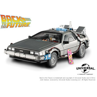 รถ HOT WHEELS Elite Premium 1/18 : ภาพยนตร์เรื่อง เจาะเวลาหาอดีต (Back To The Future) Time Machine Delorean