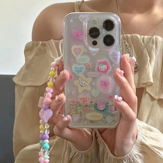 ✨สไตล์ใหม่✨เคสไอโฟน 14 Pro Max เคส for 11 12 13 Pro Max เคสพกพาสะดวก นาฬิกาทราย การ์ตูน iPhone 13 Case สร้อยข้อมือ