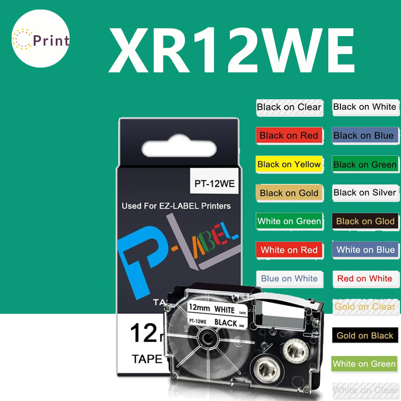 For Casio label tape XR12WE XR12YW XR12RD For Casio KL-60 KL-60SR KL-100 KL-120 KL-430 KL-C500 KL-15