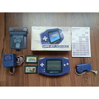 เครื่อง Gameboy Advance สีน้ำเงิน Made in japan                     อุปกรณ์ครบชุด(เกม,Adapter,จอไฟส่อง,ลำโพง)