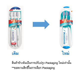 Sensodyne เซ็นโซดายน์ ดีพ คลีน แปรงสีฟัน ขนแปรงนุ่ม แพ็ค 2 แถม 1 (9556019302846)