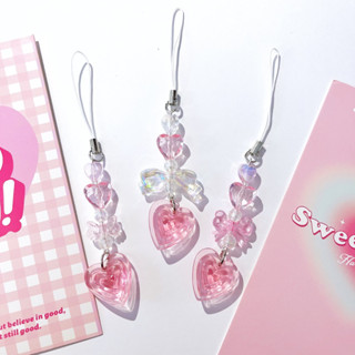 ꒰ Heart ꒱ - Phone Charm ♡ ที่ห้อยโทรศัพท์ สายคล้องโทรศัพท์ พวงกุญแจลูกปัด แฮนด์เมด ที่ห้อยแฟ้มเก็บการ์ด