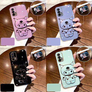 เคส ขาตั้ง คุโรมิ มีกระจก ใช้สำหรับ Oppo Realme C51 C53 C55 Realme C30 C30S C33 C3 Realme 5 5s 5i Realme C11 C20 เคสนิ่ม