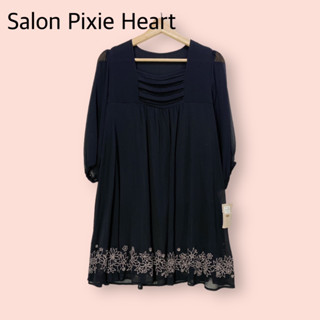 เดรส Salon pixie heart ผ้าชีฟองอย่างดี ไซด์ -  S   อก 40 เอว 46 สะโพก 50 ยาว 35 นิ้ว เดรสทรงสวยน่ารักมาก ปักนูนสวยที่ชาย