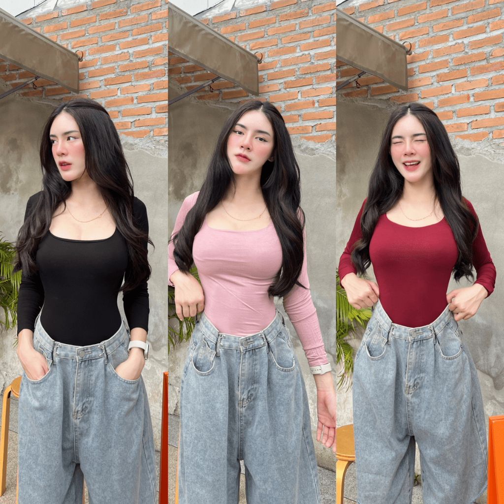 SpinnyHouse   บอดี้สููทคอเหลี่ยม มีกระดุมแป๊ก แกะช่วงเป้าได้   ใส่เล่นน้ำ แขนยาวแซ่บๆ ใส่ได้ทุกงาน  รุ่น Body55 M303A