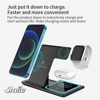 แท่นชาร์จไร้สาย รุ่น wireless charger 3in1 15W แท่นชาร์จไร้สายสำหรับโทรศัพท์ รองรับ fast charge 3in1