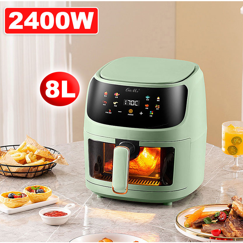 2400W หม้อทอดไร้น้ำมัน 8ลิตร หม้อทอดอากาศ หม้อทอดลมร้อน จอสี หม้อทอดไร้มัน หม้อทอด air fryer oven