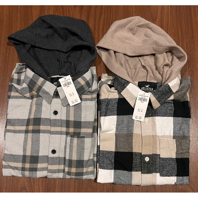 HOLLISTER HOODED FLANNEL SHIRT MEN เสื้อเชิ้ต แขนยาว มีฮู้ด ผู้ชาย โฮลิสเตอร์